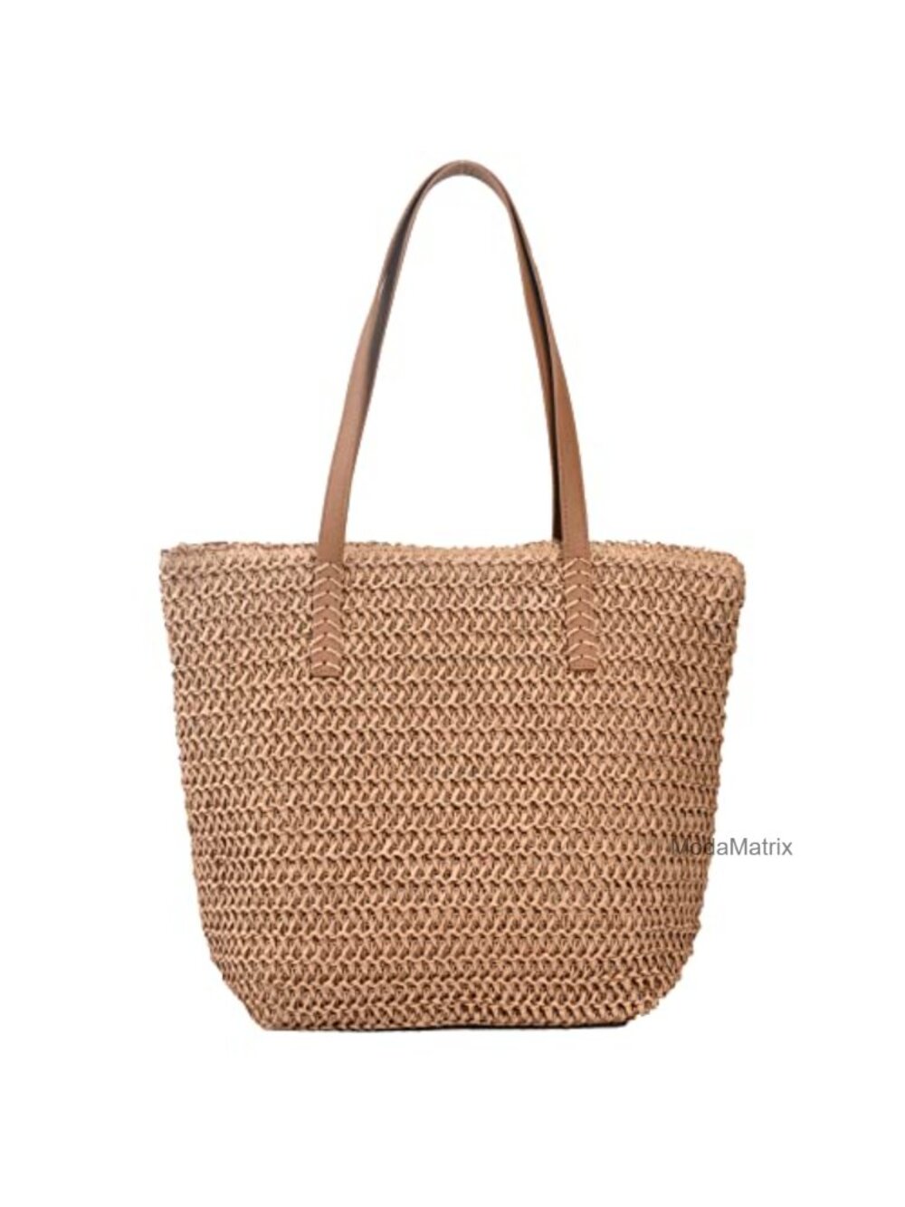 Straw Tote Bag Handmade Summer Beach Shoulder Bag with Zipper Large Capacity